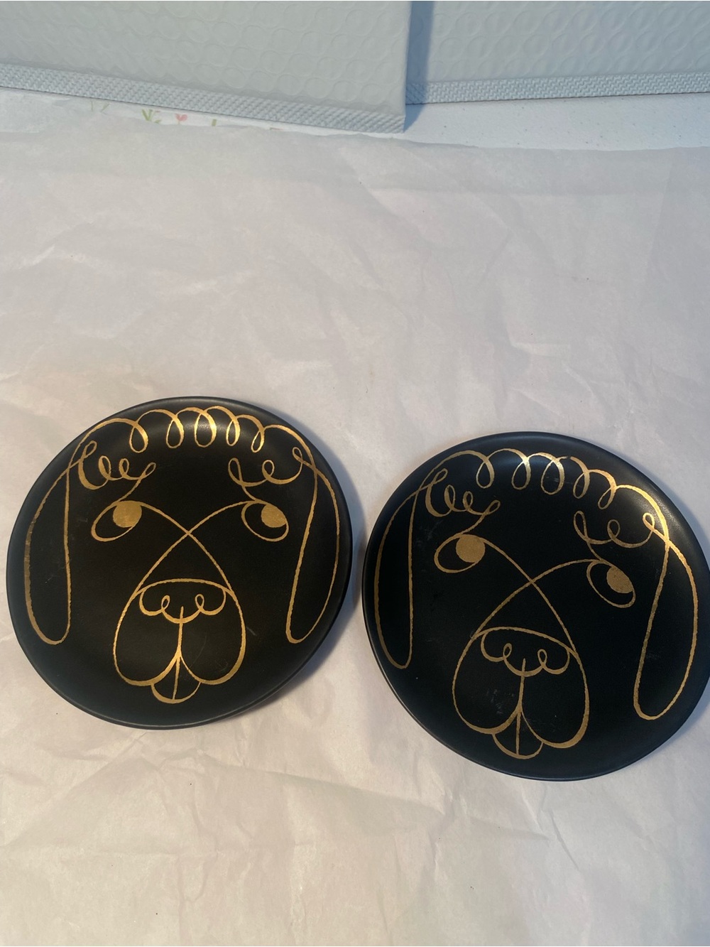kate spade Black and Gold Dog Face Accent Plates - Set of 2